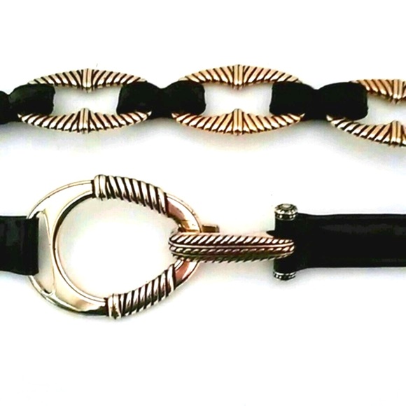 Brighton Black Leather & Silver Link Loop Vintage Belt main image 5